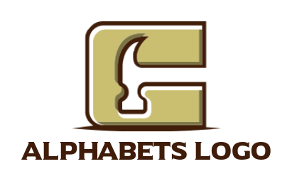 Create a Letter G logo hammer inside letter G