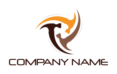 create a handyman logo of a hammers and swirl