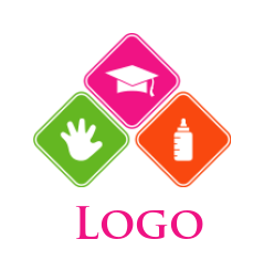 childcare logo hand graduation cap feeder square