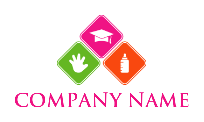 childcare logo hand graduation cap feeder square