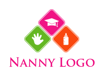 childcare logo hand graduation cap feeder square