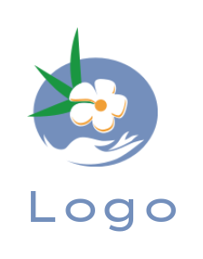 spa logo icon hand holding flower with leaves