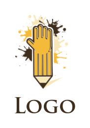make an arts logo hand pencil on color splashes