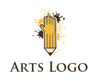 make an arts logo hand pencil on color splashes