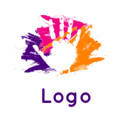 create an arts logo hand print in color splash