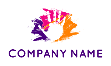 create an arts logo hand print in color splash