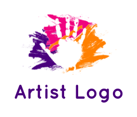 create an arts logo hand print in color splash