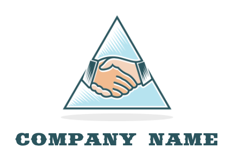 make an employment logo hand shaking in triangle