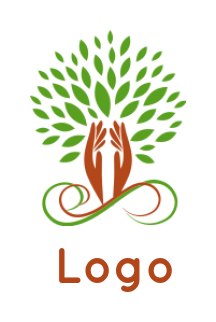 spa logo template hands forming tree with leaves - logodesign.net