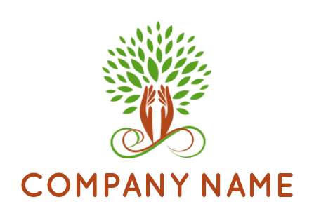 spa logo template hands forming tree with leaves - logodesign.net