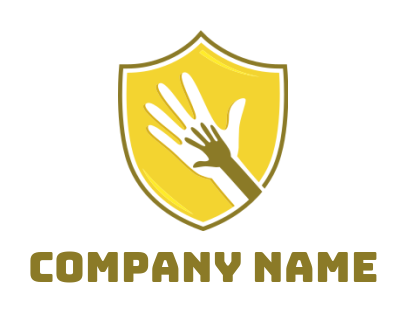 hands inside shield logo template