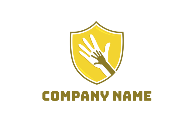 hands inside shield logo template
