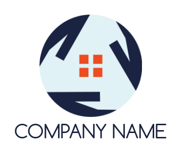 make an insurance logo hands protecting house with window - logodesign.net