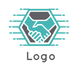 handshake inside hexagon shape