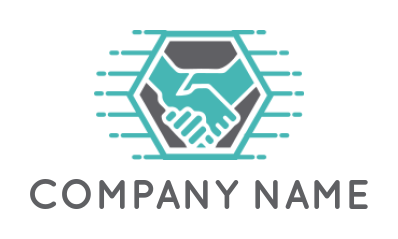 handshake inside hexagon shape