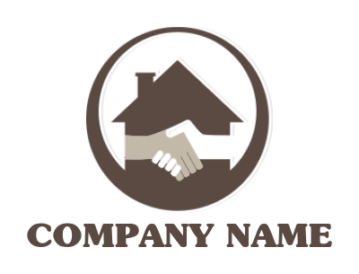 real estate logo handshake in home with circle