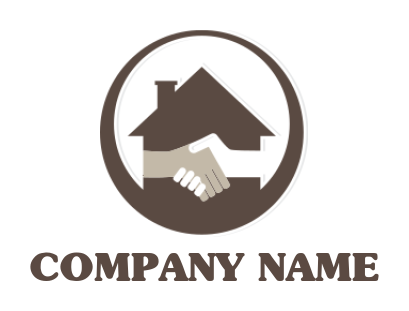 design a real estate logo handshake inside home with circle - logodesign.net