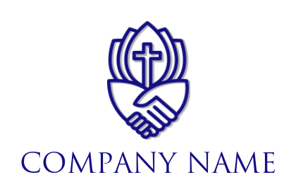 make a religious logo handshake under cross line art - logodesign.net