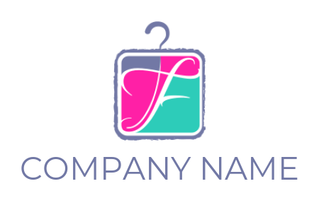 make an apparel logo hanger forming square with letter F 