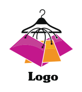 create a fashion logo of a hanger with handbag