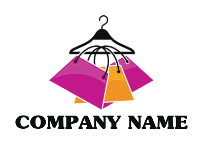 create a fashion logo of a hanger with handbag