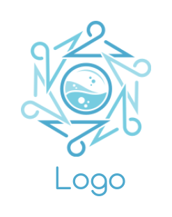 cleaning logo hangers around circle with bubbles
