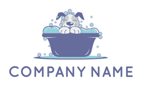 generate a pet logo with happy dog bathing