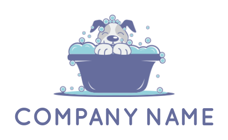 design a pet logo happy dog bathing - logodesign.net