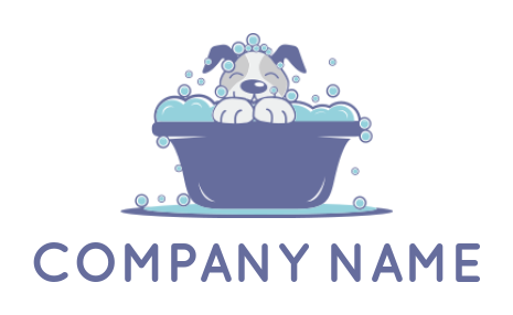 generate a pet logo with happy dog bathing