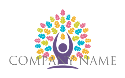 harmony with person icon and autumn leaves