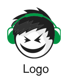 headphone on abstract cartoon boy | Logo Template by 