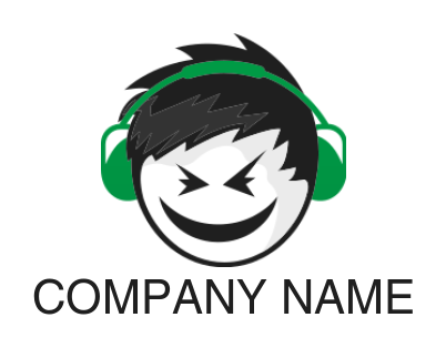 entertainment logo of headphone on cartoon boy 