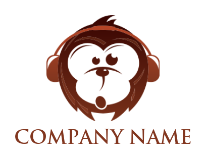 generate an animal logo headphones on monkey 