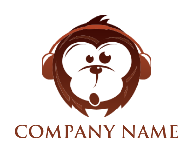 animal logo icon headphones on abstract monkey animal