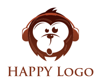 generate an animal logo headphones on monkey 