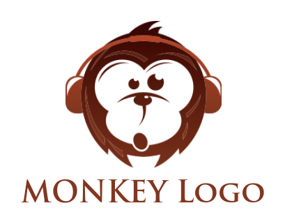 animal logo icon headphones on abstract monkey animal