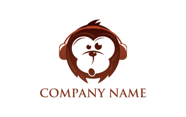 generate an animal logo headphones on monkey 