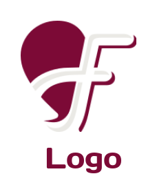 Letter F logo maker with heart behind