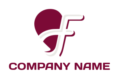 Letter F logo maker with heart behind