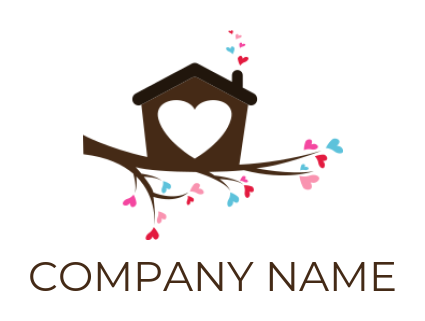 dating logo heart in birdhouse on branch hearts