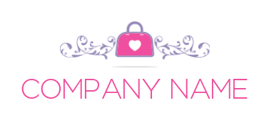 design an apparel logo heart inside handbag with ornaments 