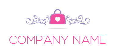 design an apparel logo heart inside handbag with ornaments 