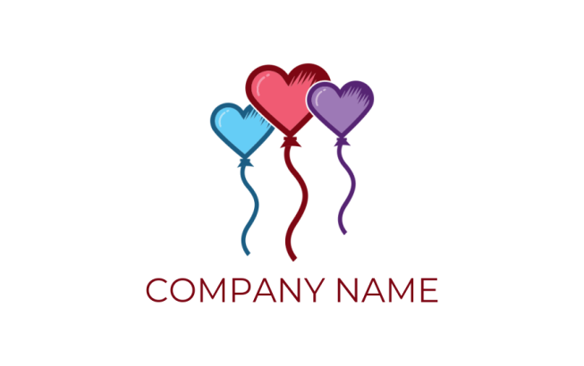 logo creator uses heart shape party balloons 