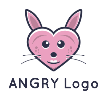 pet logo maker heart shape bunny face - logodesign.net