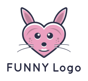 pet logo maker heart shape bunny face - logodesign.net