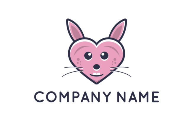 pet logo maker heart shape bunny face - logodesign.net