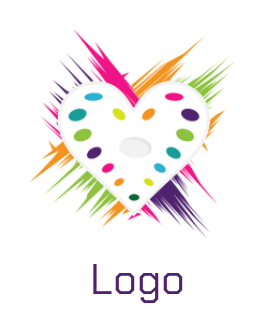 arts logo of heart palette colorful brushstroke