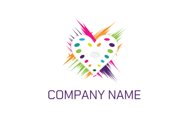 logo created from heart paint palette in colorful brushstrokes 