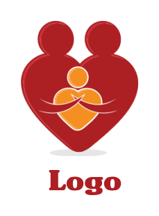 childcare logo of heart parents hold heart kid
