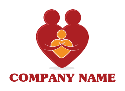 childcare logo of heart parents hold heart kid